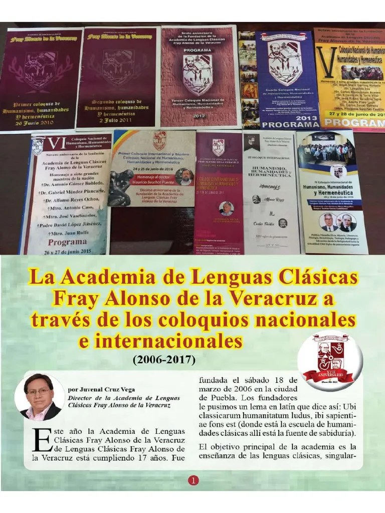 1-La Academia De Lenguas Clásicas Fray Alonso De La Veracruz A Través De Sus Coloquios ...