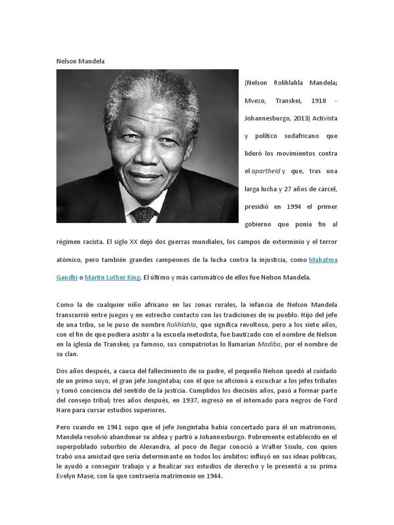 Nelson Mandela | PDF | Nelson Mandela | Segregación Racial