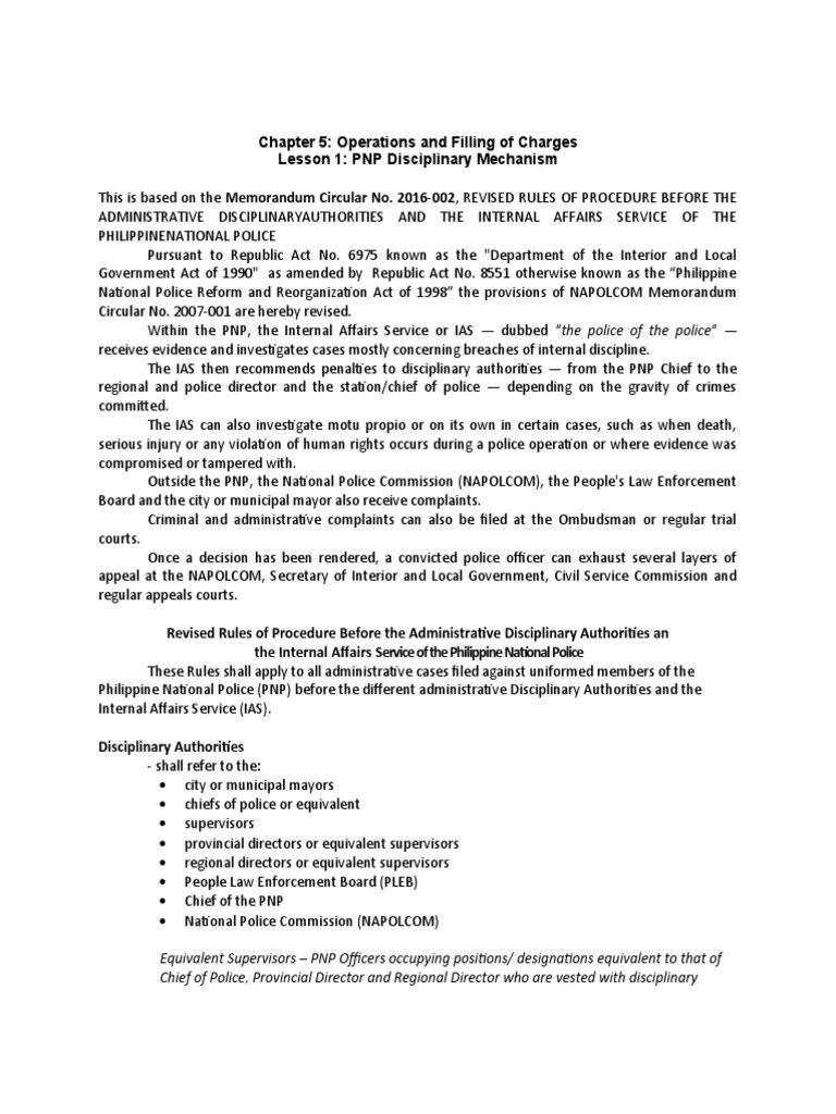 PNP Disciplinary Mechanism | Download Free PDF | Police | Criminal Law
