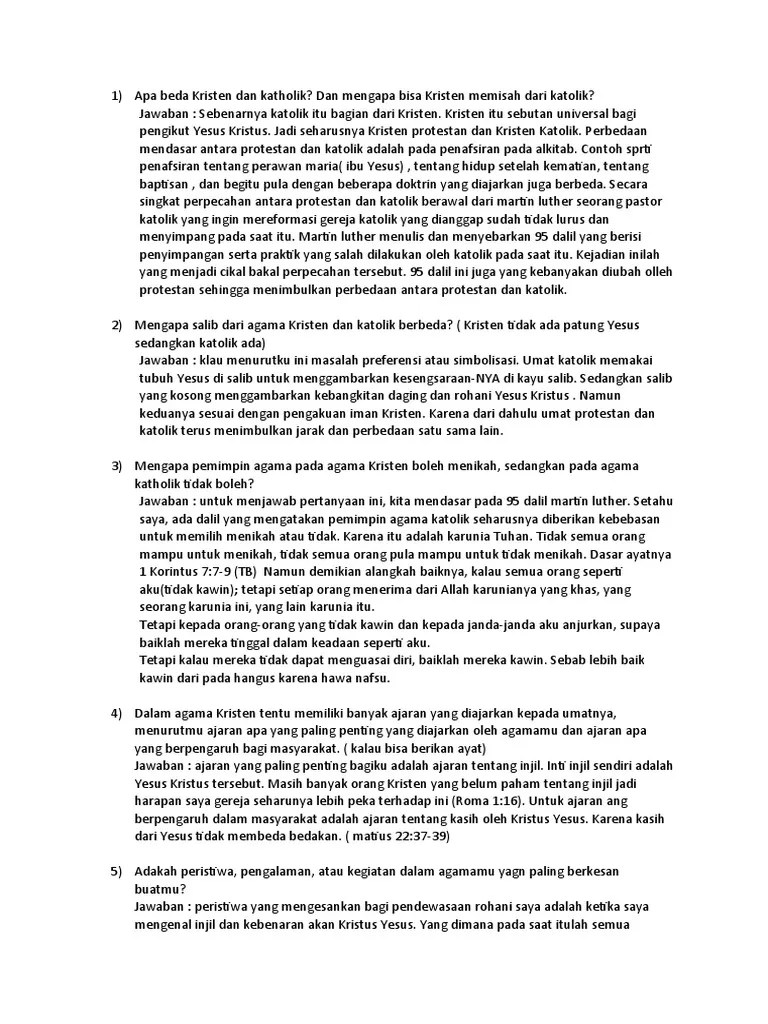 Apa Beda Kristen Dan Katholik | PDF