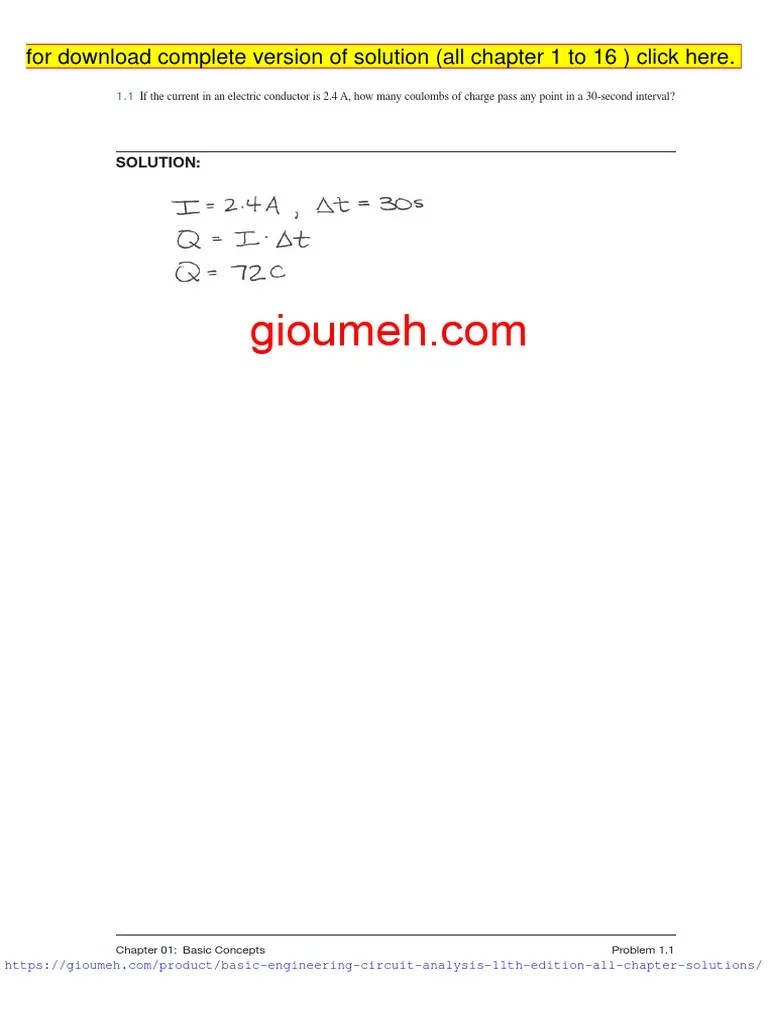 Basic Engineering Circuit Analysis J David Irwin 11th Edition All ...