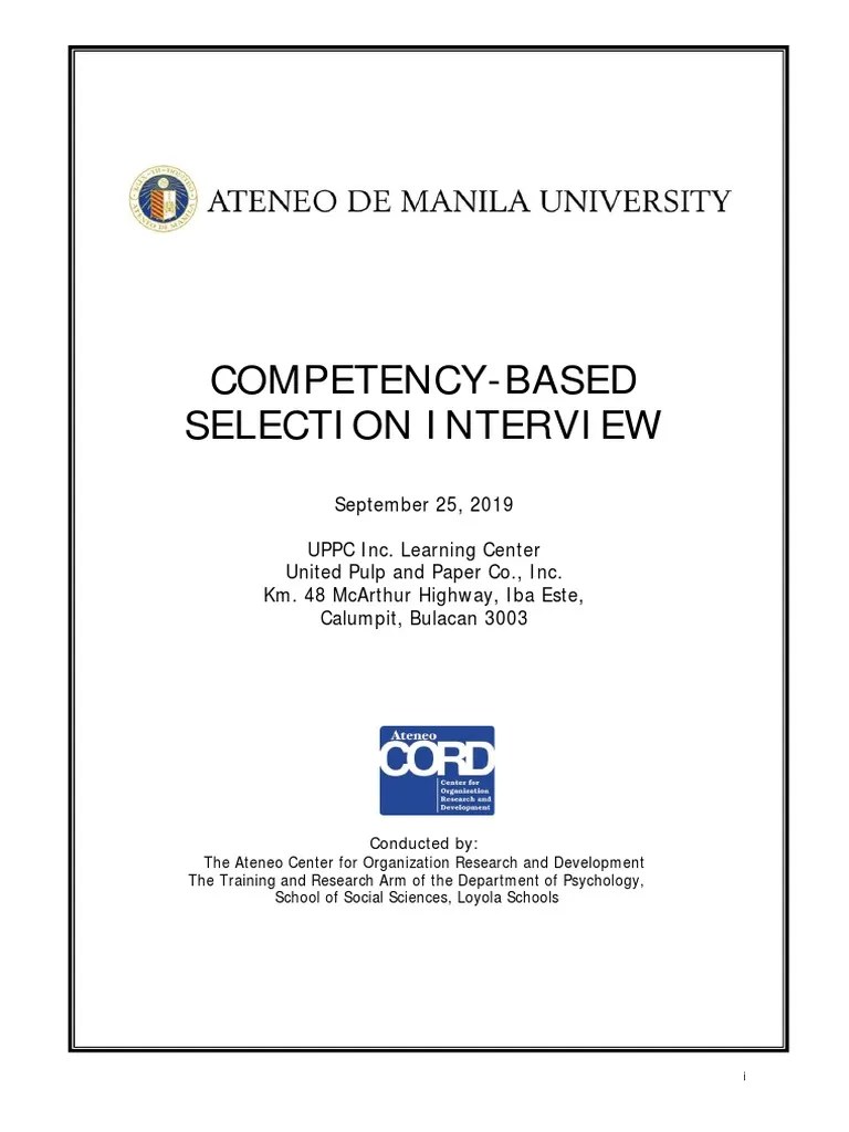Competency Based Interview Skill | PDF | Psychology | Psychological Schools