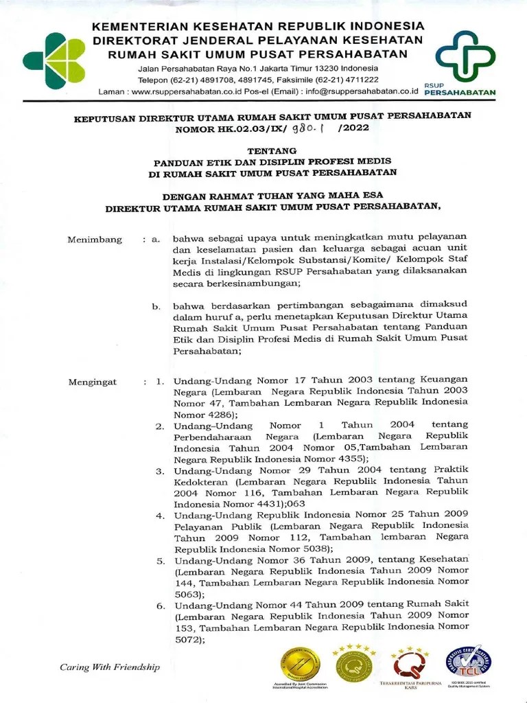 980.1 SK Panduan Etik Dan Disiplin Profesi Medis. | PDF