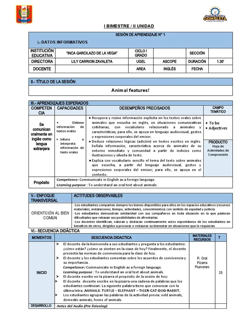Sesion De Aprendizaje 1-Unidad 2 | PDF | Ciencia Cognitiva | Lingüística