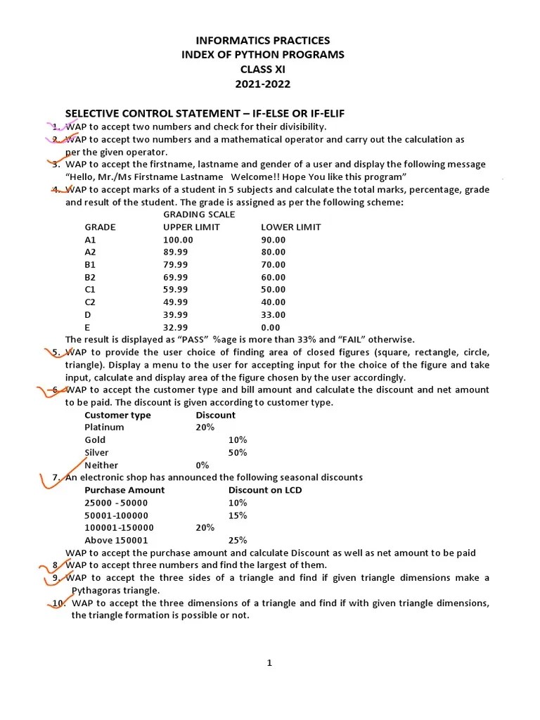 Python Programs Index For Class XI | PDF | String (Computer Science ...