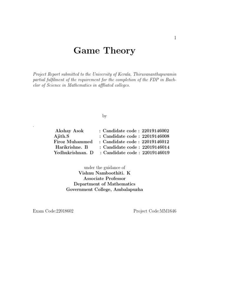Game Theory Draftj PDF | Download Free PDF | Game Theory | Matrix ...