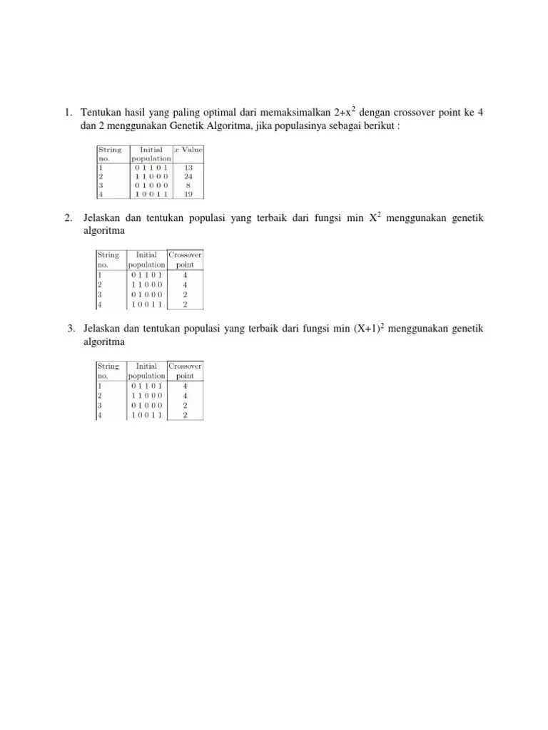 Latihan Soal Algoritma Genetika | PDF
