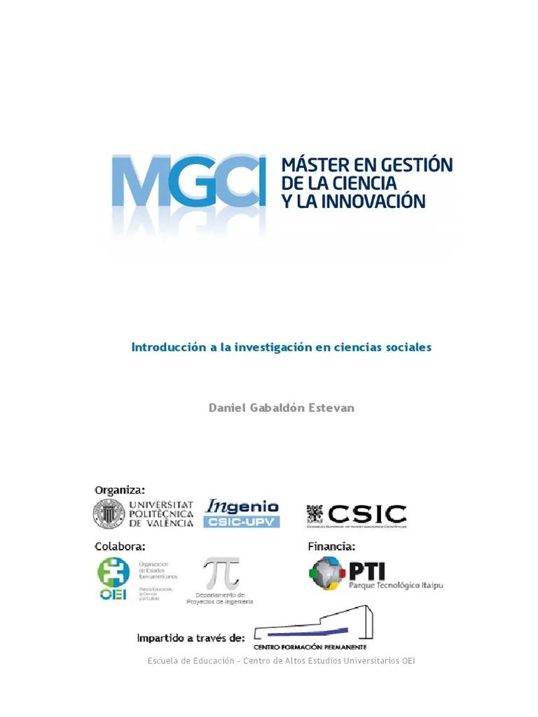 Introduccion A La Investigacion En Ciencias Sociales | PDF