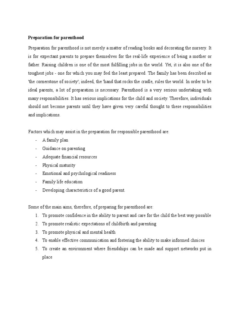 Preparation For Parenthood | PDF