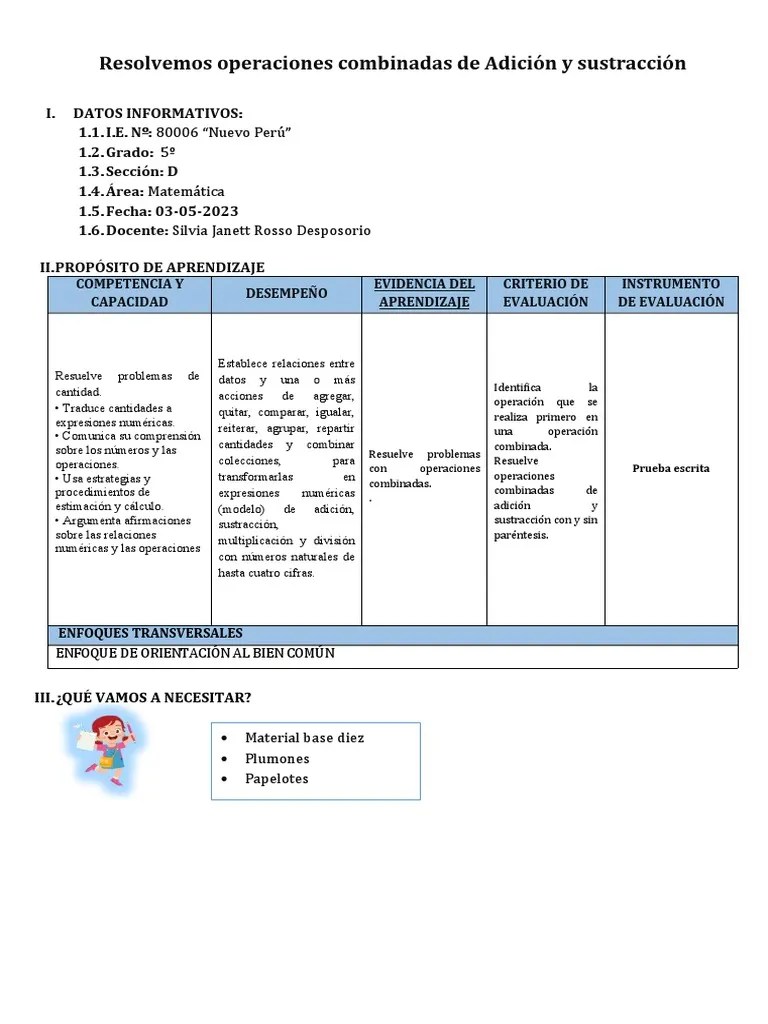 Miércoles 03 - Matemática-Operaciones Combinadas | PDF