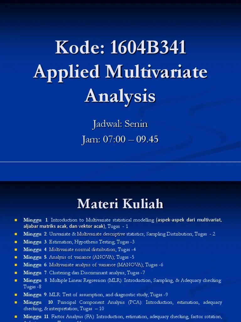 Minggu 1 - Pengantar Analisis Multivariate PDF | PDF | Dependent And ...
