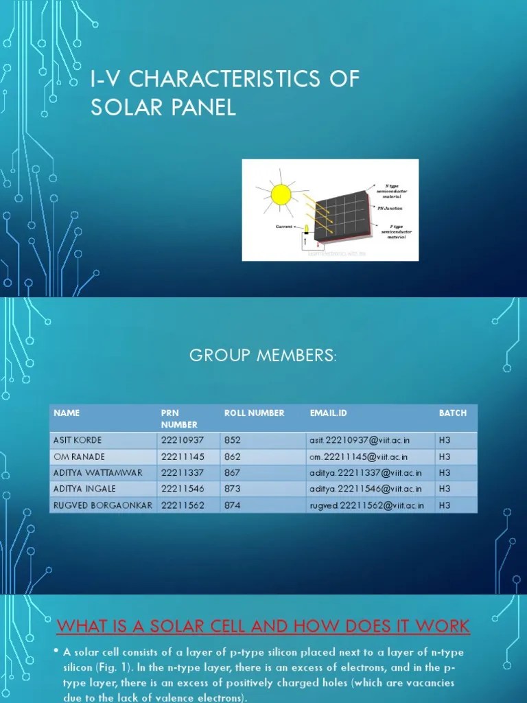 I-V Characteristics Of Solar Panel | PDF | Materials Science | Energy ...