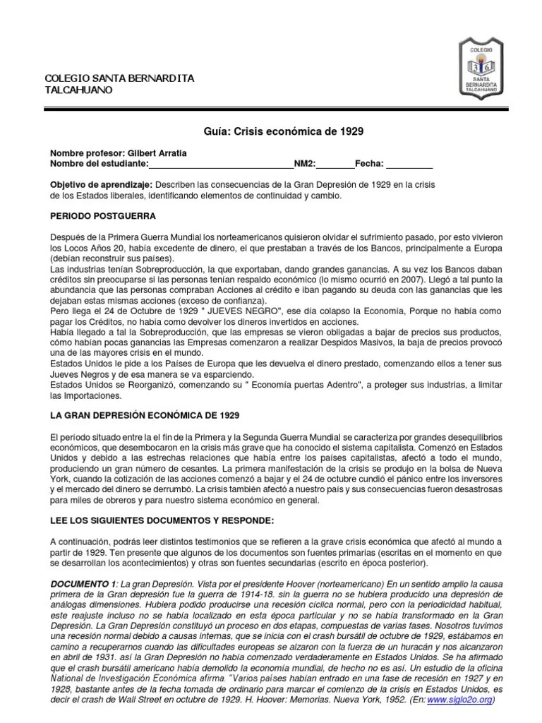 Guia NM2 Historia Geografia Y Ciencias Sociales | PDF | Gran Depresion ...