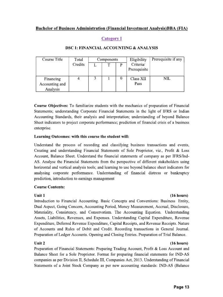 BBA (FIA) Syllabus PDF | PDF