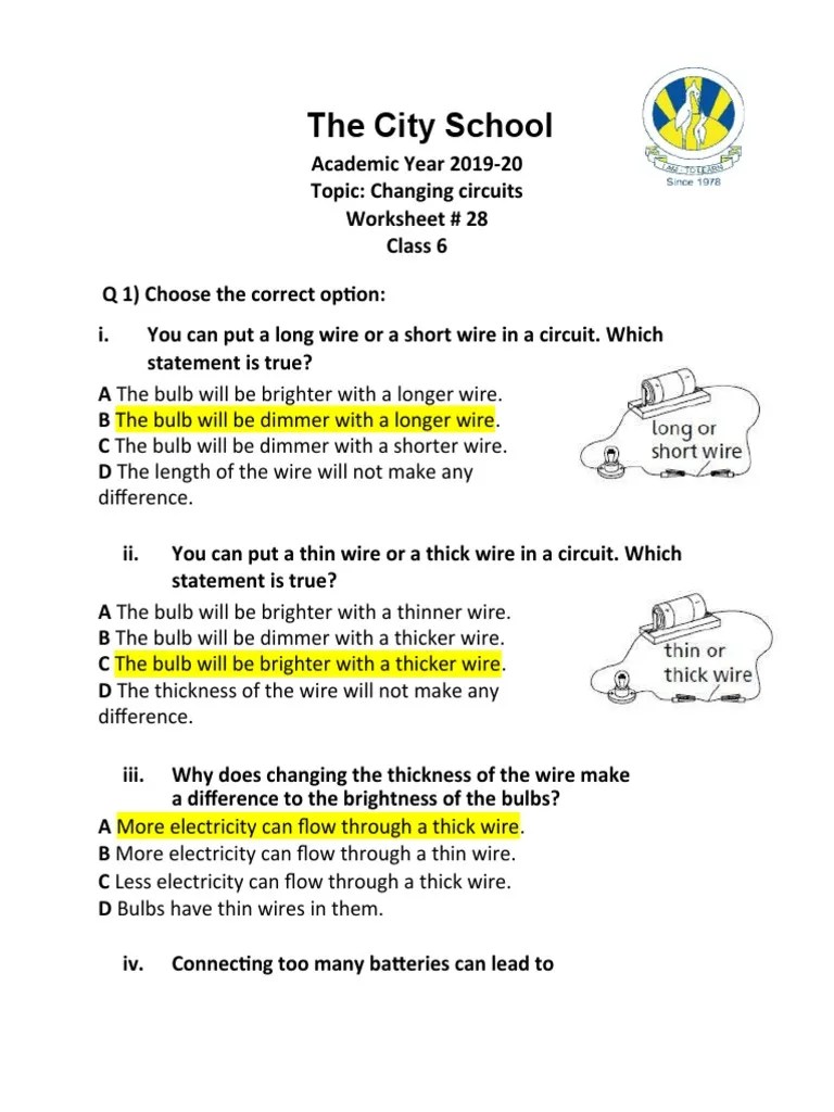 Circuits, worksheet 1