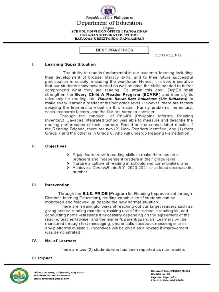 Reading Accomplishment Report 2021 2022 | PDF | Learning | Communication
