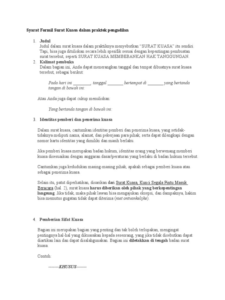 Syarat Formil Surat Kuasa Dalam Praktek Pengadilan | PDF