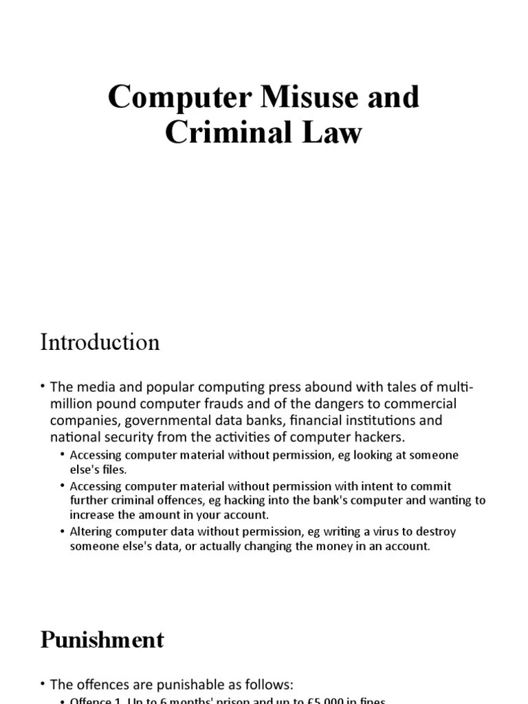 Computer Misuse And Criminal Law | PDF | Fraud | Security Hacker