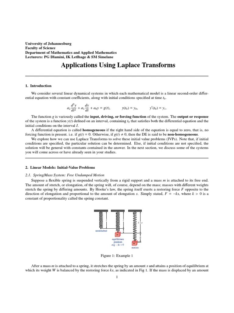 4 MATE2A2 Applications Laplace Transf | PDF | Series And Parallel ...