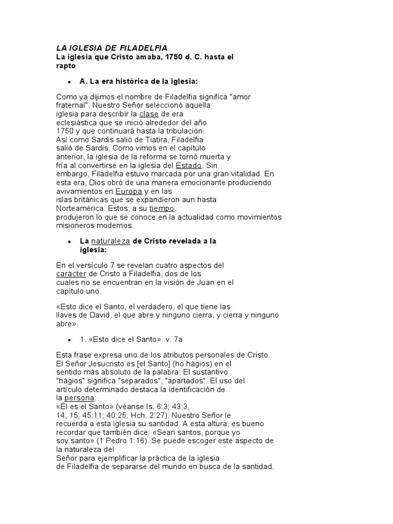 La Iglesia De Filadelfia | PDF