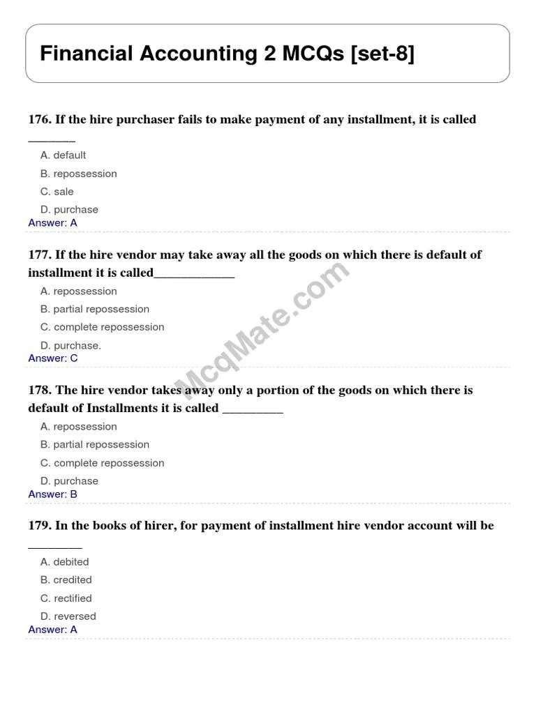 Financial Accounting 2 Solved MCQs (Set-8) | PDF | Economies | Money