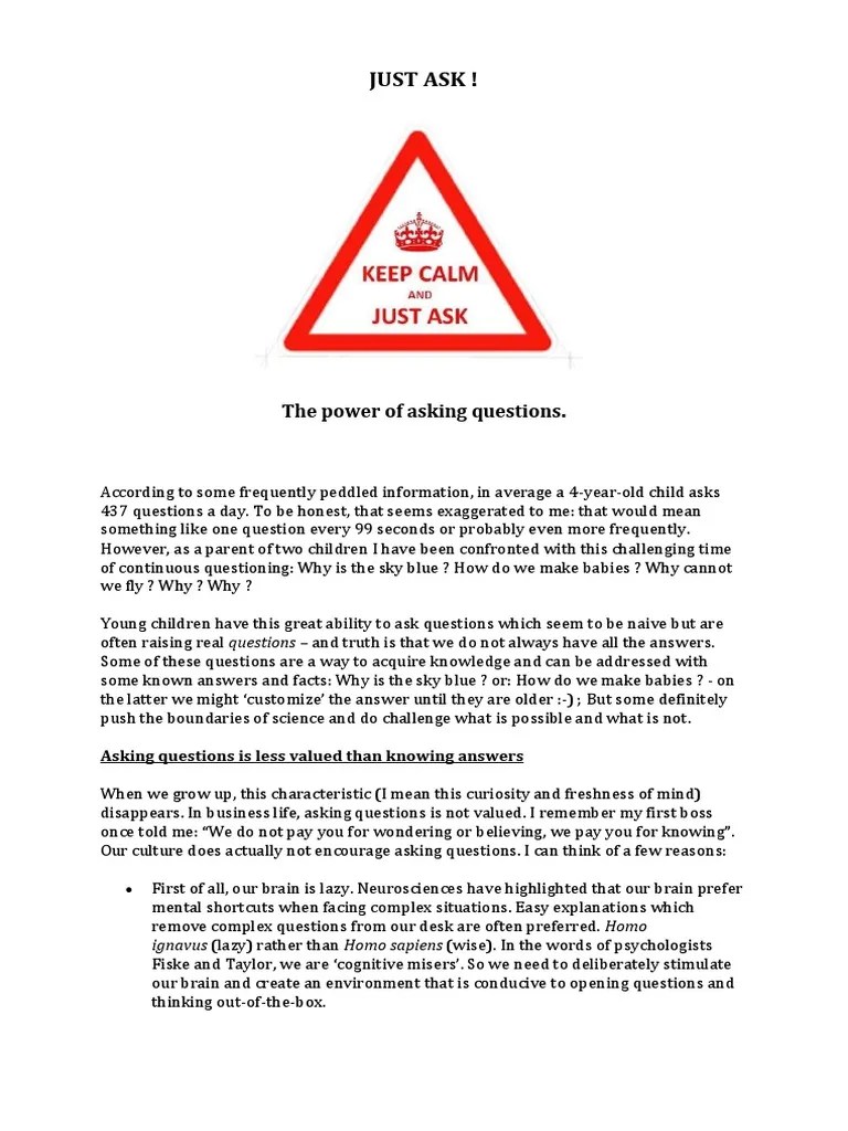 Just Ask | Download Free PDF | Question | Thought