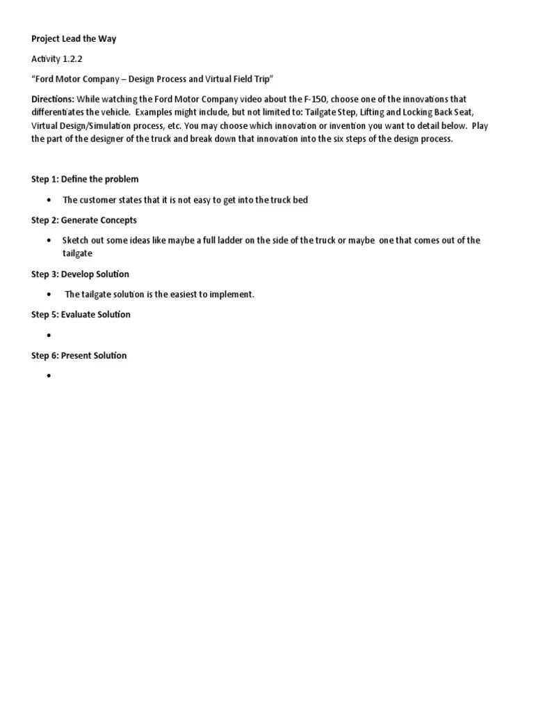 Pltw Ied Activity 1.2.2 | PDF