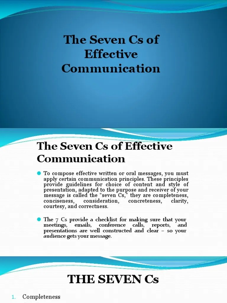 The Seven Cs Of Effective Communication | PDF | Verb | Linguistics