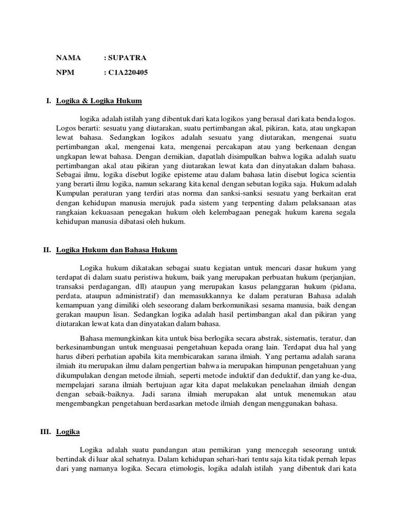 Logika Hukum Rangkuman | PDF