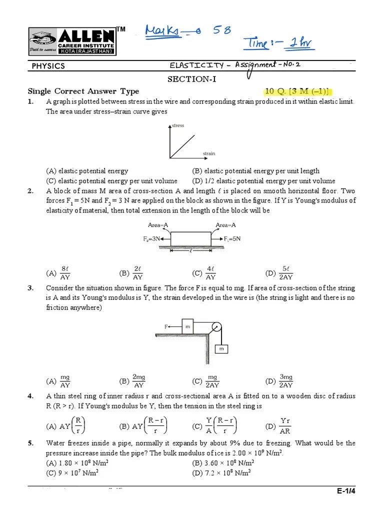 Elasticity Assignment | PDF | Elasticity (Physics) | Stress (Mechanics)