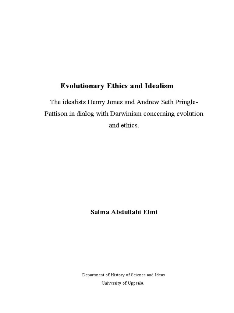 Evolutionary Ethics And Idealism | PDF | Idealism | Metaphysics