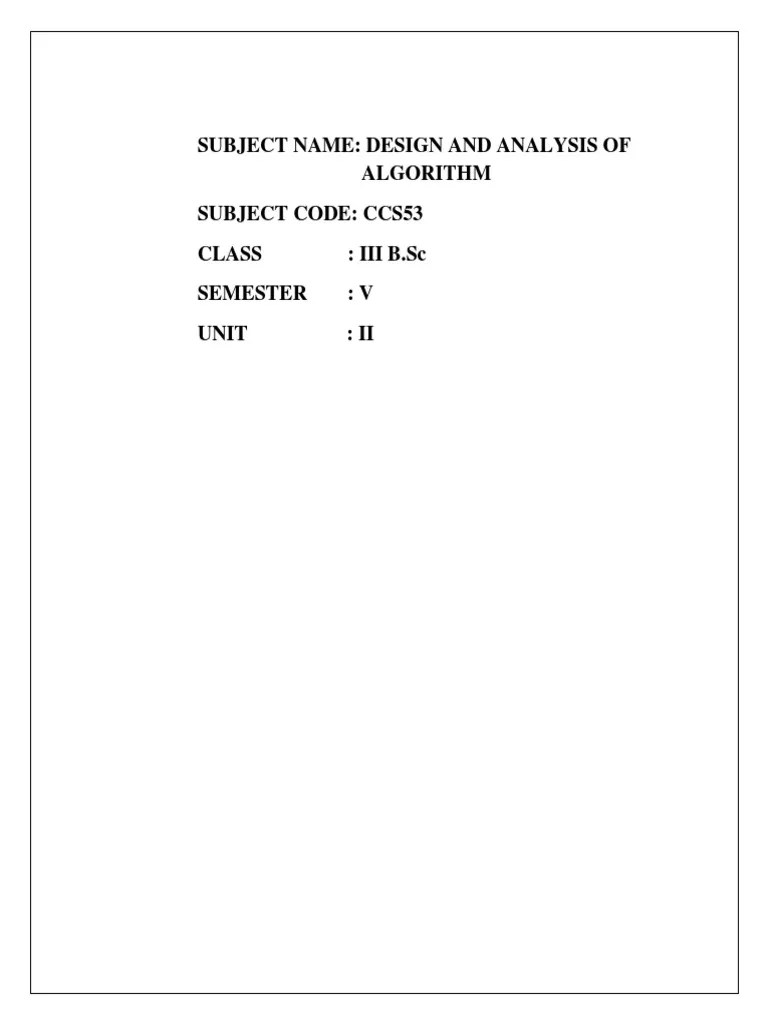 DAA Unit 2 | Download Free PDF | Time Complexity | Mathematical Logic