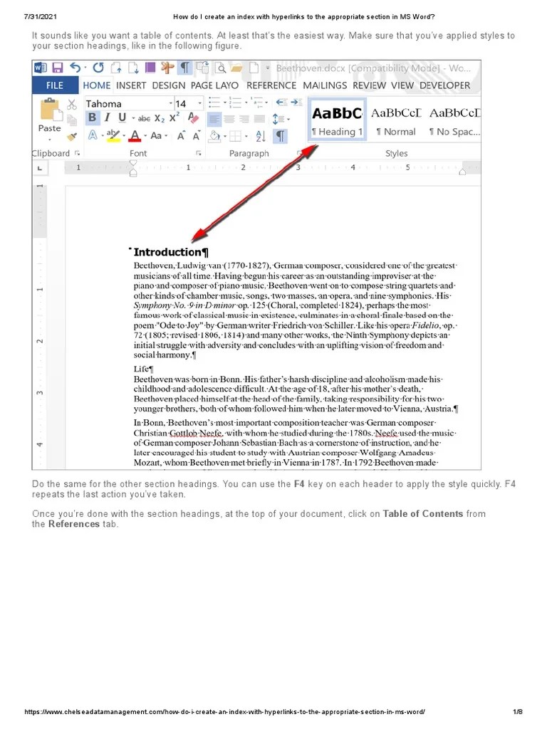 MS Word - Create Index With Hyperlinks | PDF | Hyperlink | Microsoft Word