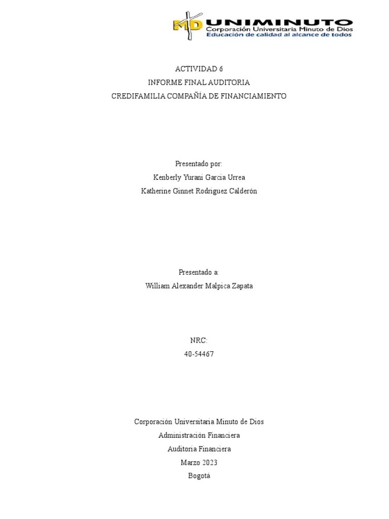 Informe Final Auditoria | PDF | Auditoría | Contralor