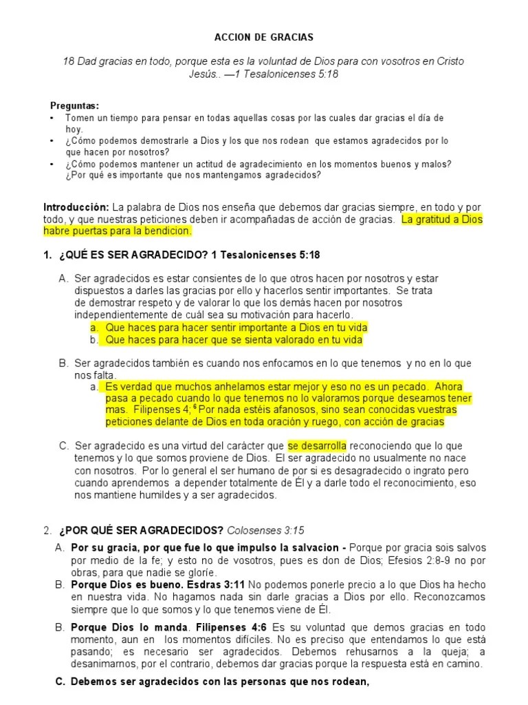 Accion De Gracias | PDF | Gratitud | Pecado