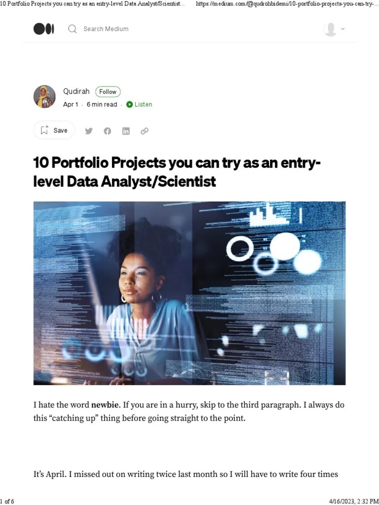 10 Portfolio Projects You Can Try As An Entry-Level Data Analyst ...