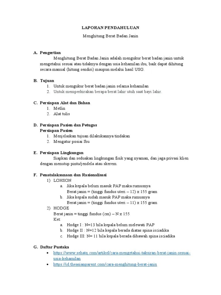 LP Menghitung Berat Badan Janin | PDF