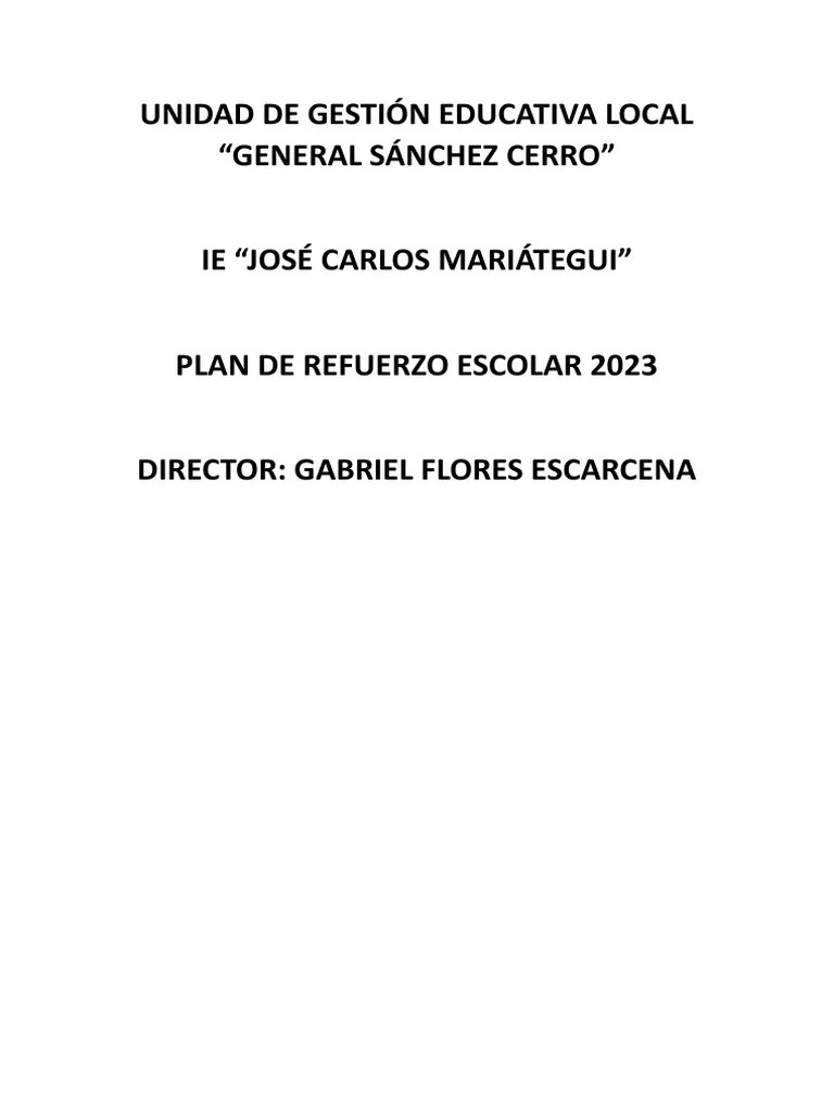 Plan De Refuerzo Escolar 2023 | PDF | Evaluación | Enseñando