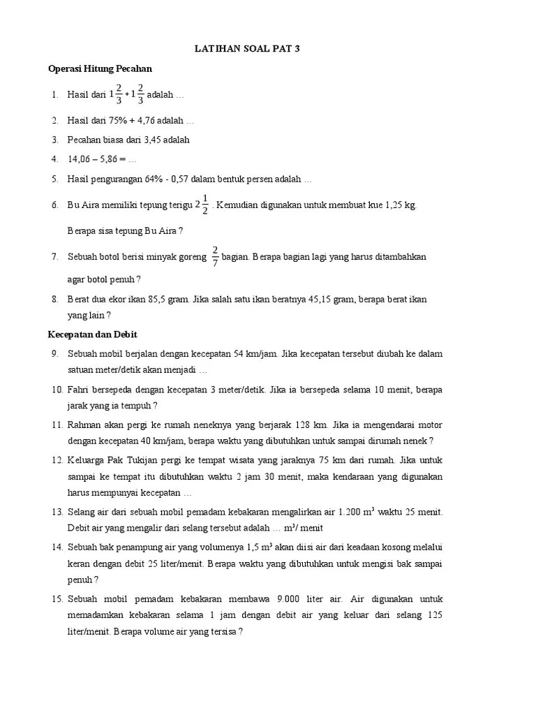 Latihan Soal Pat Kelas 5.3 | PDF