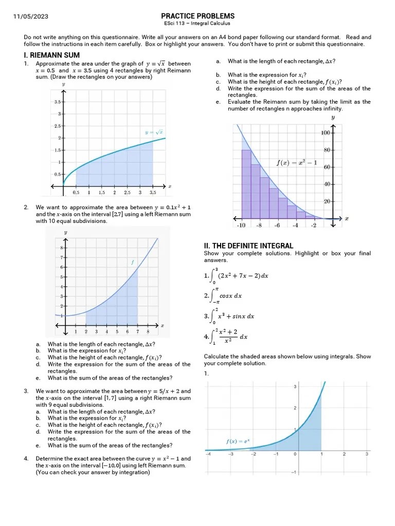 Practice-Problems Calculus | PDF | Integral | Mathematical Concepts