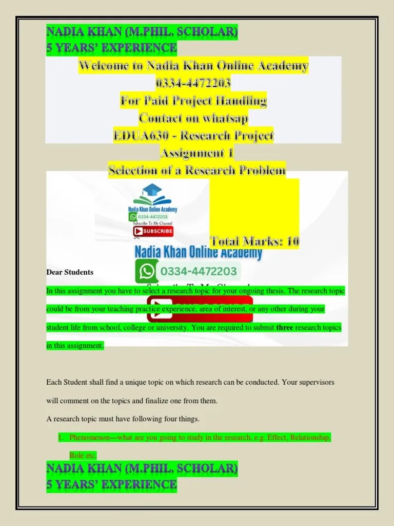 Spring 2023 - EDUA630 - 1 Guidelines By Nadia Khan (M.Phil Scholar) | PDF | Career & Growth