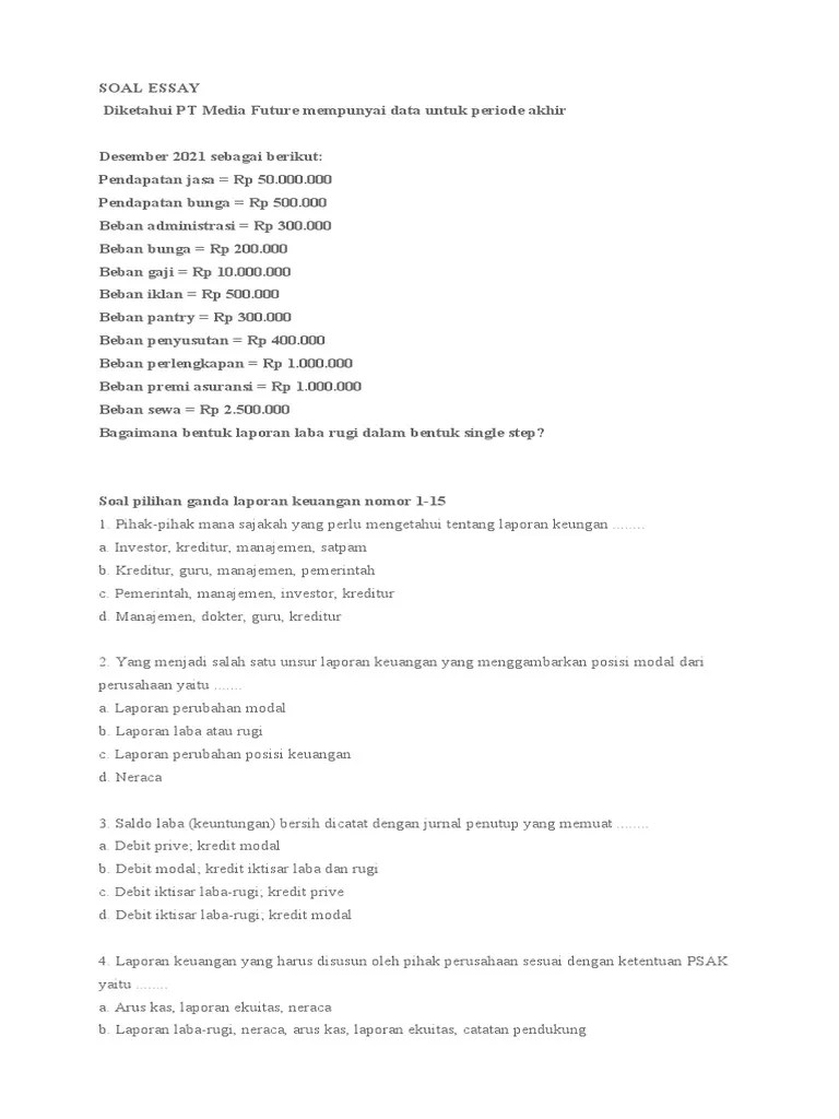 Soal Latihan Laporan Keuangan | PDF