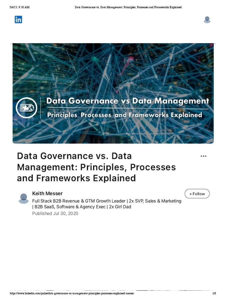 Data Governance Vs. Data Management - Principles, Processes And Frameworks Explained | PDF ...
