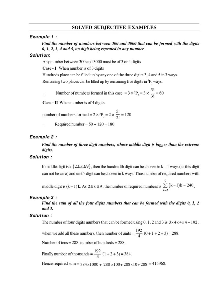 Permutation & Combination-02 - Solved Example | PDF