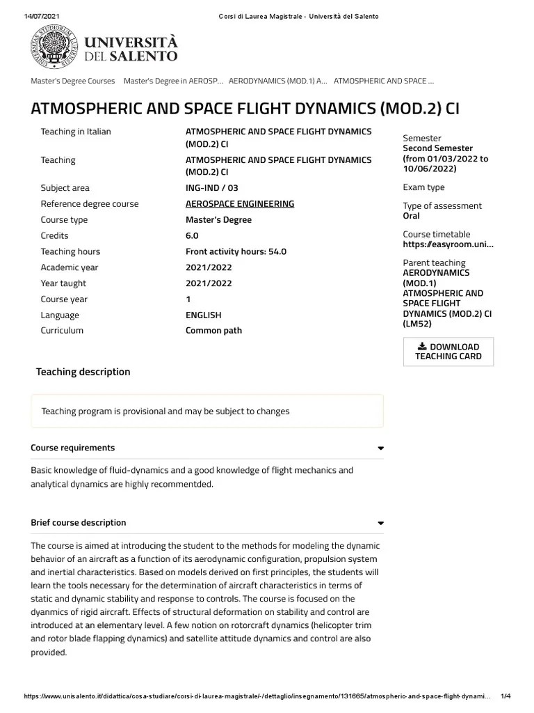 Atmospheric And Space Flight Dynamics | PDF | Aircraft | Academic Degree