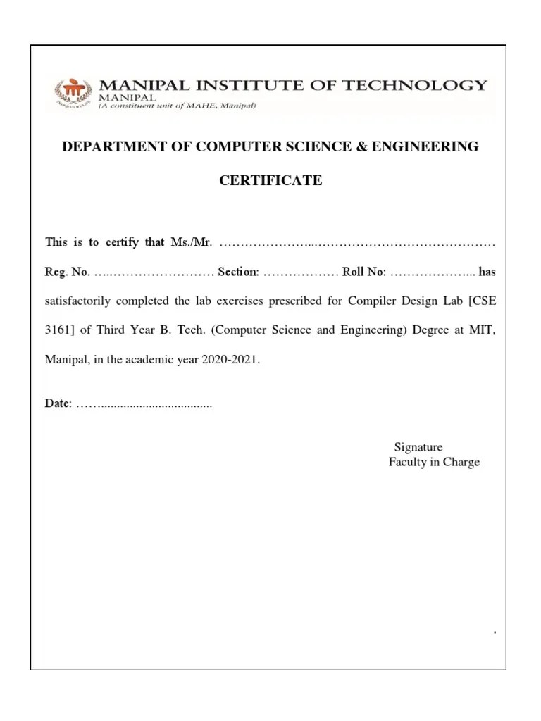 Compiler Design Lab Manual | PDF