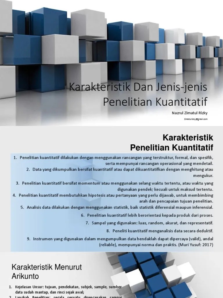 Kel.01 Karakteristik Dan Jenis-Jenis Penelitian Kuantitatif. | PDF