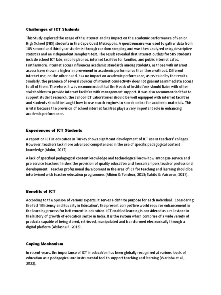 Challenges Of ICT Students | PDF | Educational Technology | Internet