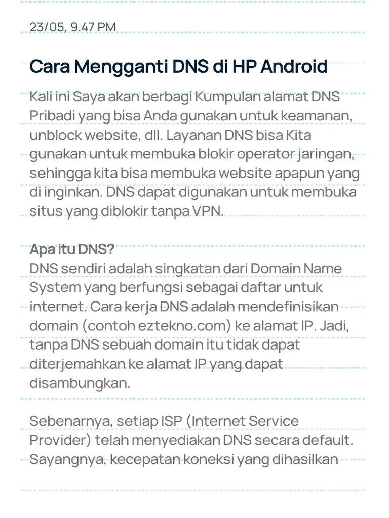 Cara Mengganti DNS Di Android | PDF