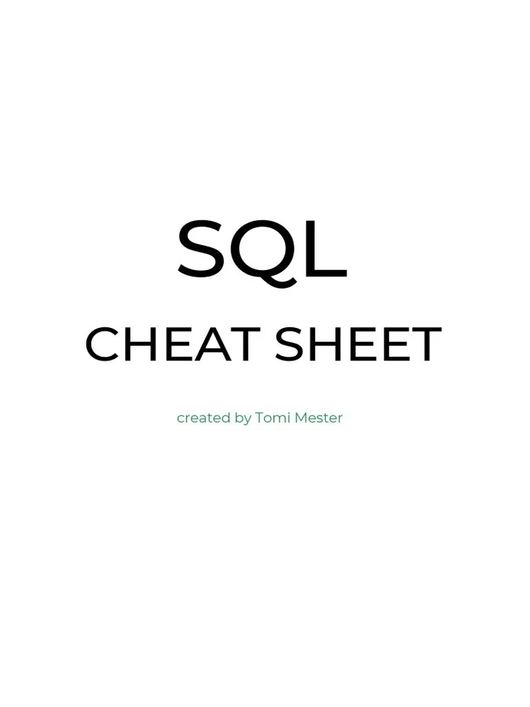 SQL Cheat Sheet ? | PDF | Mathematics | Computer Science